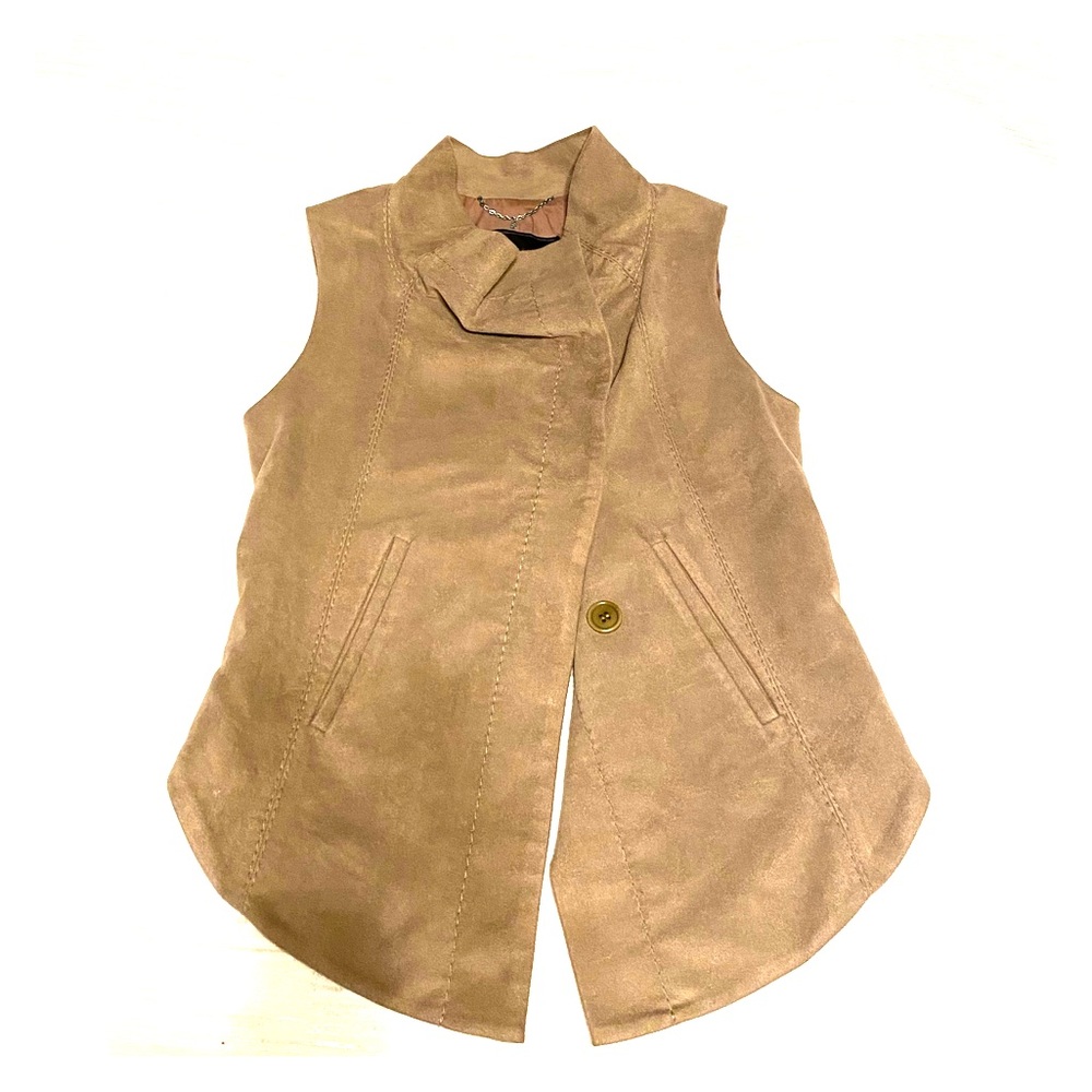 BCBG Max Azria Faux Suede Drape Front Vest